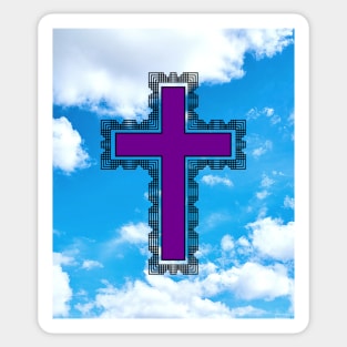 Purple Christian Cross In The sky Sticker